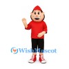 Boy Mascot Costume with Red Cap and Red Shirt