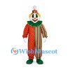 Clown Mascot Costume with Colorful Striped Suit and Green Collar