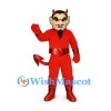 Devil Mascot Costume with Red Suit and Black Goatee