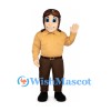 Pilot Mascot Costume with Brown Aviator Cap and Tan Shirt