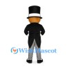 Gentleman Mascot Costume with Black Tailcoat and Tall Top Hat