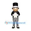 Gentleman Mascot Costume with Black Tailcoat and Tall Top Hat