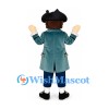 Colonial Gentleman Mascot Costume with Teal Coat and Tricorn Hat