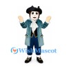 Colonial Gentleman Mascot Costume with Teal Coat and Tricorn Hat