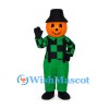 Pumpkin Scarecrow Mascot Costume with Green Checked Shirt