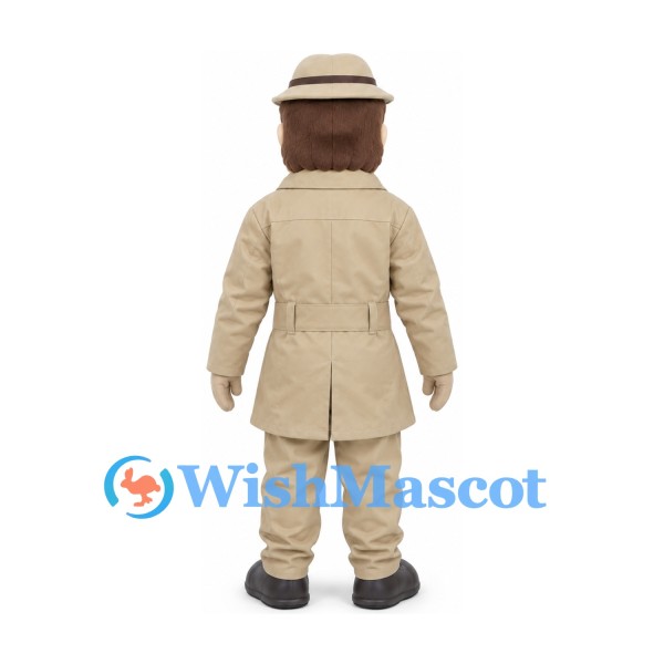 Explorer Mascot Costume with Tan Safari Suit and Hat