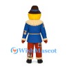 Scarecrow Mascot Costume with Blue Jacket and Patched Pants