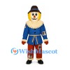 Scarecrow Mascot Costume with Blue Jacket and Patched Pants