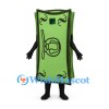 Banknote Mascot Costume in Green with Currency Symbols