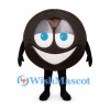 Chocolate Cookie Mascot Costume with Smiling Face