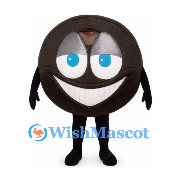 Chocolate Cookie Mascot Costume with Smiling Face
