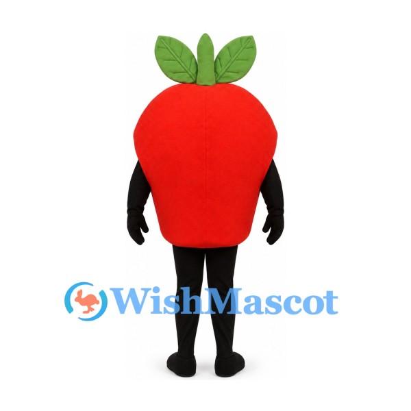Apple Mascot Costume in Red with Green Leaves