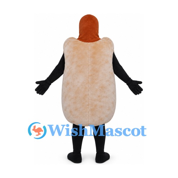 Hot Dog Mascot Costume with Red and Yellow Condiment Stripes