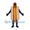 Hot Dog Mascot Costume with Red and Yellow Condiment Stripes
