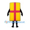 Gift Box Mascot Costume in Yellow with Pink Ribbon