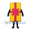 Gift Box Mascot Costume in Yellow with Pink Ribbon