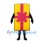 Gift Box Mascot Costume in Yellow with Pink Ribbon