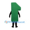 Number One Mascot Costume in Green with Smiling Face