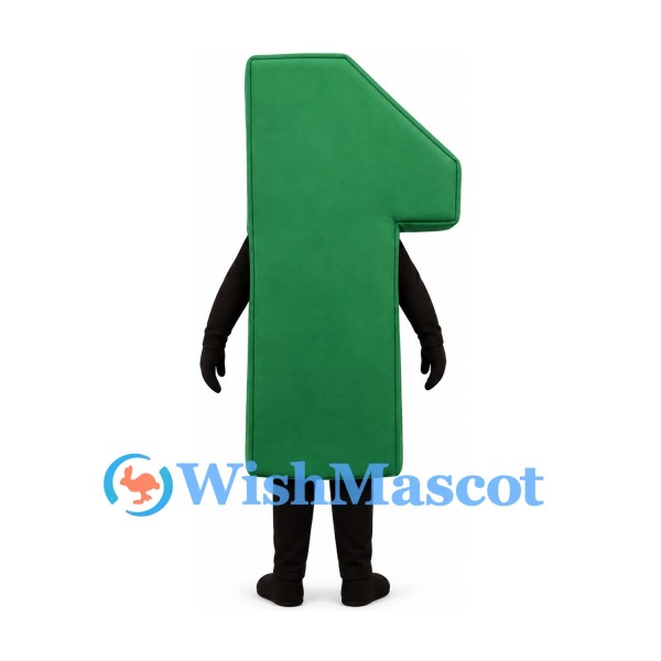 Number One Mascot Costume in Green with Smiling Face