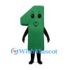 Number One Mascot Costume in Green with Smiling Face