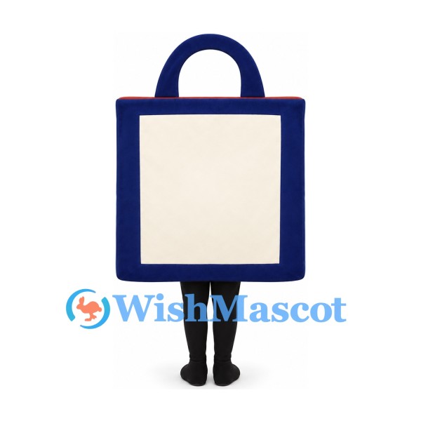 Shopping Bag Mascot Costume in Navy Blue and Cream