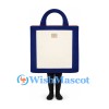 Shopping Bag Mascot Costume in Navy Blue and Cream
