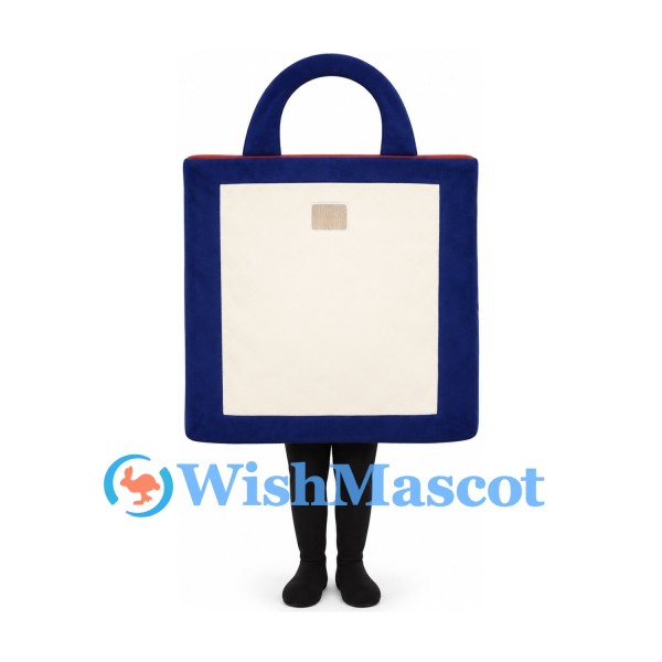 Shopping Bag Mascot Costume in Navy Blue and Cream