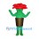 Rose Mascot Costume with Red Petals and Brown Flowerpot