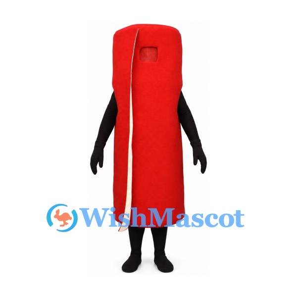 Zipper Mascot Costume in Red with Cream Zip Detail