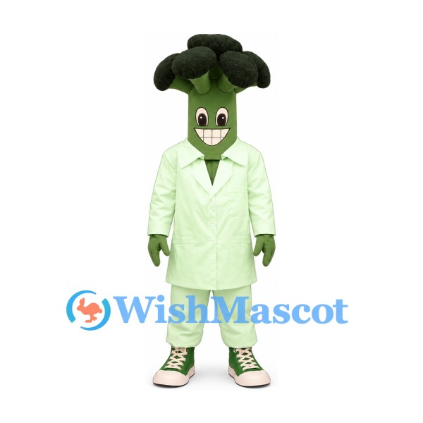 Broccoli Mascot Costume with Pale Green Suit