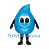 Water Drop Mascot Costume in Blue with Smiling Face