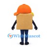 Cardboard Box Mascot Costume with Orange Cap and Smiling Face