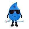 Water Drop Mascot Costume in Blue with Black Sunglasses