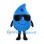Water Drop Mascot Costume in Blue with Black Sunglasses