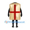 Gift Box Mascot Costume in Gold with Red Ribbon
