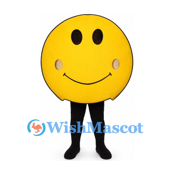 Smiley Face Mascot Costume in Yellow with Round Body