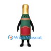 Champagne Bottle Mascot Costume in Green with Gold Neck