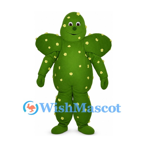 Cactus Mascot Costume in Green with Yellow Spines