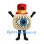 Eyeball Mascot Costume with Red Top Hat and Blue Iris