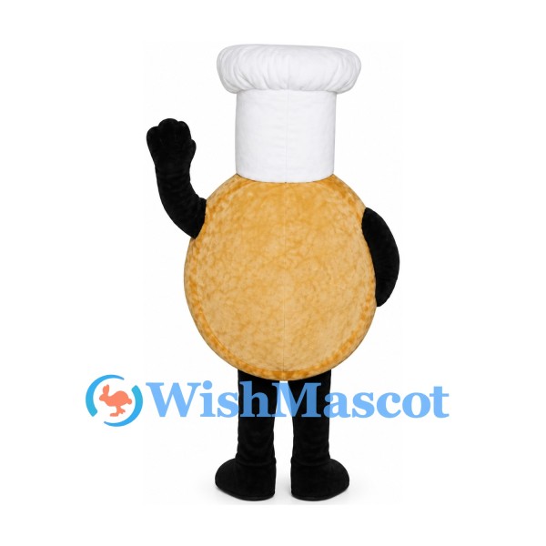 Pizza Chef Mascot Costume with White Hat and Printed Toppings