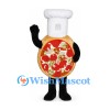 Pizza Chef Mascot Costume with White Hat and Printed Toppings
