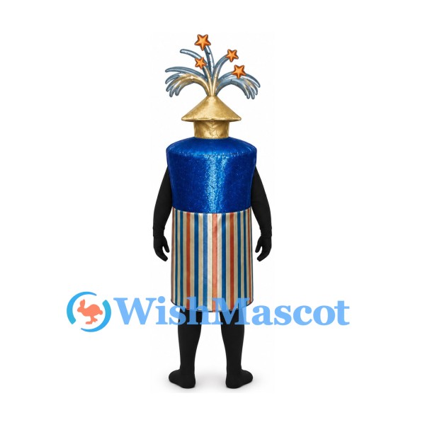 Party Popper Mascot Costume with Striped Body and Star Spray