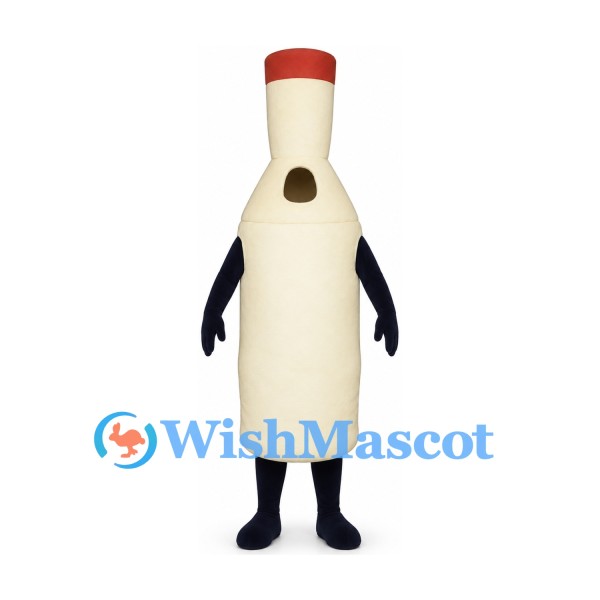 Bottle Mascot Costume in Cream with Red Cap