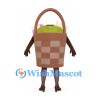 Flower Basket Mascot Costume with Checked Body and Colorful Flowers