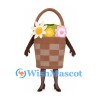 Flower Basket Mascot Costume with Checked Body and Colorful Flowers