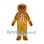 Gingerbread Man Mascot Costume with Blue Bow and White Icing Trim