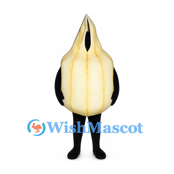 Garlic Mascot Costume with Cream Clove Shaped Body