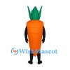 Carrot Mascot Costume in Orange with Green Leaves