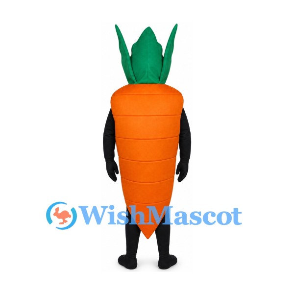 Carrot Mascot Costume in Orange with Green Leaves