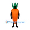 Carrot Mascot Costume in Orange with Green Leaves
